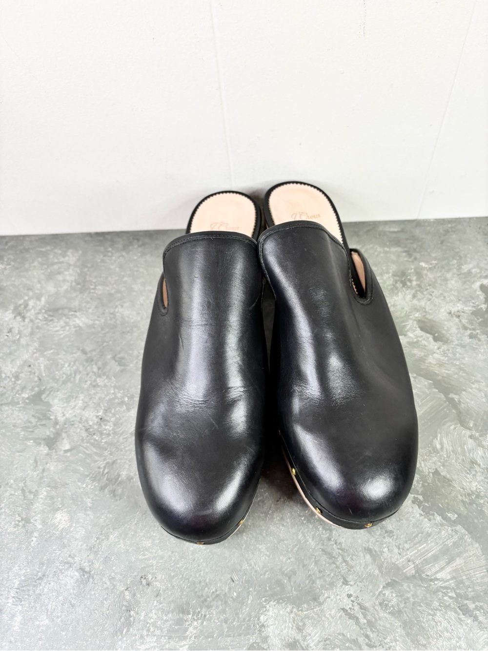J Crew black leather clog shoes studded size 12 - Picture 4 of 8